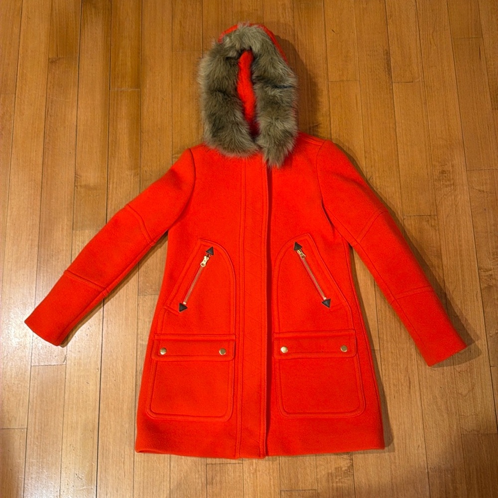 Red Wool Jcrew Coat